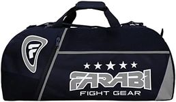 Farabi gym fitness workout gear bag invisible Shoulder Straps MMA, boxing gear bag holdall training gear travel Sports bag (Black/Grey)