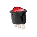 Sourcingmap Red Lamp Backlit On/Off 3 Terminal SPST 2 Position I/O Mini Round Button Toggle Light Rocker Switch AC 250V/10A 125V/12A