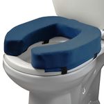 Lunderg Toilet Seat Riser for Seniors - Adds 3 inches. Universal Fit - Raised Toilet Seat Cushion with High-Density Foam for enhanced Comfort & Elevation. Easy to Clean. Post-Surgery Must have (Blue)