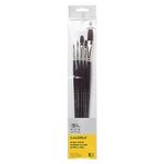 Winsor & Newton Galeria Pack, Long Handle, 5 Pack Acrylic Paint Brush, Black