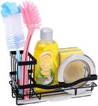 BELLE VOUS Black Iron Kitchen Sink Organiser Caddy - Rustproof Dish Cloth Hanger and Sponge Holder Drip Tray - Quick-Drying Washing Up Accessory Rack for Kitchen/Bathroom Counter