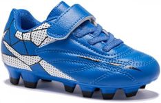 LIGVIV Soccer Cleats for Toddlers, Laceless Football Shoes, Outdoor Firm Ground, Little Kids & Big Kids (Blue, Toddler, 10, Numeric, US Footwear Size System, Medium)