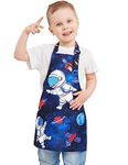 WERNNSAI Kids Aprons - Space Kids Art Aprons for Boys Waterproof Toddler Chef Aprons for Cooking Baking Painting Gardening Adjustable Bib Apron for Kids with Pocket Kitchen Classroom Art Smocks