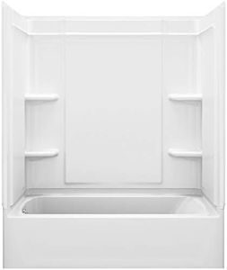 STERLING, a KOHLER Company Ensemble Medley, Series 7132, 60-Inch x 32-Inch x 75-Inch Bath/Shower with Age in Place Backers and Left-Hand Drain, White