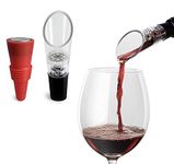 TenTen Labs Wine Aerator Pourer and Wine Stopper (2-Pack) - Wine Saver - Wine Aerator and Re-Corker - Gift Box Included (Red)