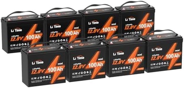 Litime 8 Pack 12V 100Ah Mini LiFePO4 Lithium Battery, Upgraded 100A BMS, 10-Year Lifespan with Up to 15000 Cycles, Max. 1280Wh Energy in Smaller Size, Perfect for RV, Solar, Trolling Motor