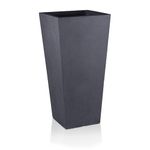 IDEALIST Plant Pots Outdoor 50.5cm Tall Planter with Drainage Holes | Small Garden Planter | Dark Grey Reinforced Stone Tapered Planter L24.5 W24.5 H50.5 cm, 18 litres