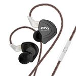 CCA C10 Wired Earbuds in-Ear Headphones with Microphone,4BA+1DD 5 Driver in-Ear HiFi Metal Earphones IEMs with Zinc Alloy Faceplate,Detachable Cable for Singer Guitarist Drummer(Matte Black,with Mic)