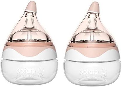 POTATO Glass Baby Bottles for Newborn Babies, Anti Colic Breastfeeding Bottle with Wide Neck, Slow Flow, 2pack, 2.5oz, Pink
