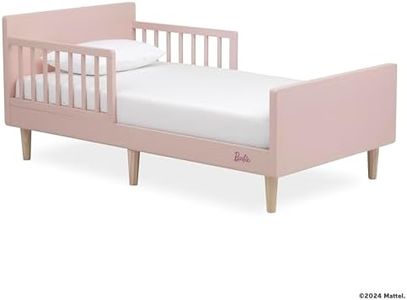 Barbie Los Altos Wooden Toddler Bed in Blush Pink, JPMA Certified with Two Wooden Safety Side Rails, Low to Floor Design, Floor Toddler Bed, Easy to Clean & Assemble