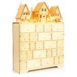 VEYLIN Large Xmas Wooden Advent Calendar with LED Lights 24 Storage Drawers for Kids Adults Christmas Decoration