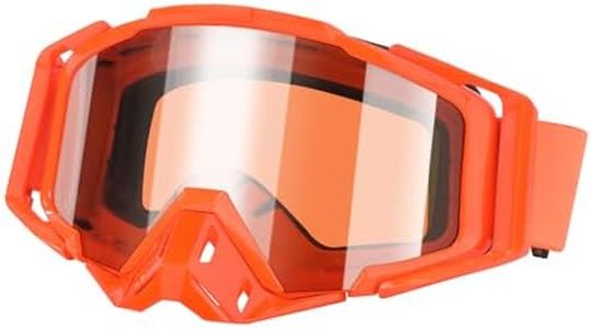 HNJOKE Motorcycle Goggles Riding Goggles ATV for Adults Men, Ski Windproof Glasses, Orange Frame Clear Lens