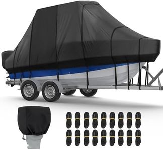 RVMasking T-Top Center Console Boat Cover,1400D Reinforced, 20'-22', Black