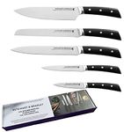 STEWART & BRADLEY 5 Pc Kitchen Knife Set, Full Tang, Premium German Steel 4028, Razor Sharp Blades, Lightweight, Great Heft, Don’t Settle for Anything Less