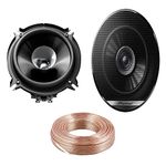 Wheels N Bits 5 Metre OFC Speaker Cable + Pioneer TS-G1310F Speakers 13cm 130mm 5.25" inch Dual Cone Car Door Shelf Speakers 230 Watt Each 460 Watt A Pair Van Bus Truck Caravan