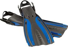 OCEANIC Viper 2 Fins, Open Heel | Suitable for All Scuba Diving & Snorkeling Skill Levels | Lightweight & Comfortable | Easy to get on and Keep on | Fits Wide Range of Boot Styles | Blue/Black REG