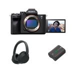 Sony Alpha 7M4 Full-Frame Camera with Wireless Headphones (WH-CH720N) & Rechargeable Battery (FZ100) | 33MP Mirrorless Camera Body | 4K 60P | Real-Time Eye AF for Humans, Birds, Animals - Black