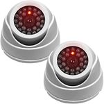 JUSTOP 2x Dome Dummy CCTV Camera Outdoor/Indoor Waterproof With Reality LED Light Fake CCTV Cam - White (Twin Pack)