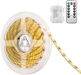 Criacr LED Strip Lights, 3M 90 LED Battery Powered LED Light Strip with Remote, 8 Modes, Dimmable, Timer, Self-Adhesive, Cuttable, Waterproof for TV Backlight, Computer, Kitchen, Ceiling Bedroom