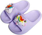 Knemksplanet Toddler Boys Girls Slippers Bunny Unicorn Pillow Sandals Summer Quick Dry Bathroom Slides Beach Water Non-Slip Kids Shower Shoes, Unicorn-purple, 13-13.5 Little Kid