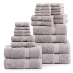 24 PC Bath Towels for Bathroom Set - 100% Cotton Towels Set, Absorbent Shower Towels, Quick dry Towel, 2 Bath Sheets Towels for Adults, 4 Bath Towels, 6 Hand Towel, 8 Wash Cloths,4 Fingertip-Platinum