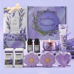 Pamper Gifts for Women, Unique Lavender Relaxation Spa Bath Set for Her, Wellbeing Get Well Soon Gifts, Ladies Skin Care Bath Bombs Gift Set Birthday Gifts for Mum, Friends, Sister, Wife