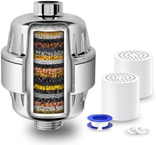 AODETE 20-Stage Shower Head Filter-Shower Head Filter for Hard Water, with 2 Replaceable Filter Cartridges, High Output Shower Water Filter for Removing Chlorine and Fluoride, Polished Chrome