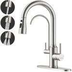 DAYONE Kitchen Faucet with Pull Down Spayer and Water Filter, 3 in 1 Sink Faucet with Drinking Water, 3-Way Kitchen Faucet with Purfied Water Faucet, Cold and Hot Mixer Filter Tap, Brushed Nickel