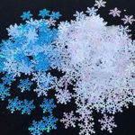 OuMuaMua 1200Pcs Snowflakes Confetti Decorations for Christmas - White and Blue Winter Confetti Snow Party Pack for Wedding Birthday Holiday Party Table Decorations Supplies