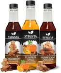 Syruvia Holiday Syrup Variety Pack - Pumpkin Spice, Gingerbread, & Brown Sugar Cinnamon - 12.7oz - 3-Flavor Holiday Gift Set, Gluten-Free, Kosher (3-Pack)