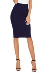 EXCHIC Women's High Waist Bodycon Midi Pencil Skirt (L, # Navy Blue)