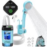 WADEO Portable Camping Shower, Upgraded Outdoor Shower with Intelligent Digital Display & 6000mAh Rechargeable Battery Pump IPX7 Waterproof for Camp, Hiking, Car Washing, Pet Bath