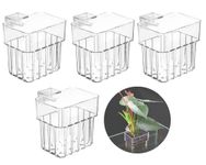 Wzenclave 4-Pack Clear Aquarium Plant Holders with Hooks, Hanging Aquatic Planter Cups for Aquarium Decor, Ideal for Live Aquarium Plants and Fish Tank Decorations (4)