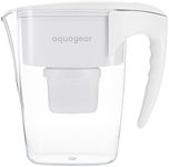 Aquagear Water Filter Pitcher - Fluoride, Lead, Chloramine, Chromium-6 Filter - BPA-Free, Clear