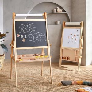 Tiny Land Wooden Art Easel for Kids, Magnetic Chalkboard & Whiteboard