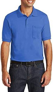 JustBlanks Mens Cotton Golf Polo Shirts for Men Short Sleeves Mens Polo Shirts with Pocket Core Blend Jersey Knit - Royal - 3XL