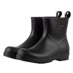 planone Short rain Boots for Women Waterproof size 11 Black Garden Shoes Anti-Slipping Rainboots for Ladies Comfortable Insoles Stylish Light Ankle rain Shoes matte Outdoor Work Shoes