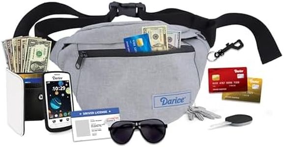 Darice Fanny Pack Phone Wallet Purse Set for Boys - Pretend Play Toy Money Purse Set for Kids - Kids Fanny Pack Playset with Toy Wallet, Money, Keys, Credit Card, Phone, Glasses and More
