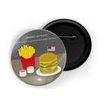 dhcrafts Pin Badges Multicolour Food Lovers American Cuisine American Food Big Cheese Burger with Fried Potatoes and Sauce Glossy Finish Design Pack of 1