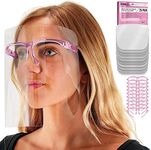 TCP Global Salon World Safety Face Shields with Pink Glasses Frames (Pack of 25) - Ultra Clear Protective Full Face Shields to Protect Eyes, Nose, Mouth - Anti-Fog PET Plastic, Goggles