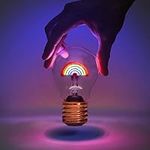 Suck UK Rainbow Light Bulb | Battery Operated Table Lamps | Rechargeable Battery Light Bulb & Cordless USB Light | Aesthetic Room Decor & Rainbow Lights for Bedroom | Battery Table Lamp Rainbow Gifts