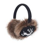 ZLYC Women Fashion Knit Faux Fur Ear Warmers Winter Outdoor Earmuffs (Moose Black)