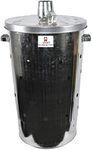 Srendi® Extra Large 110L Litre Metal Galvanised Garden Incinerator Extra Hole Fire Bin Burning Leaves Paper Wood Rubbish Dustbin Made In U. K.