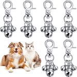 Weewooday 6 Pieces Pet Bells for Collars Loud Dog Bells Key Rings Dog Bell Collar Charm Dog Triple Bell Pendant for Dog Cat Necklace Collar Decoration and Training (Silver)