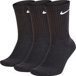 Nike Everyday Cushion Crew Training Socks, Unisex Nike Socks with Sweat-Wicking Technology and Impact Cushioning (3 Pair), Black/White, Medium