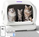 Robotail Self Cleaning Cat Litter Box,106L XXXL Extra-Large Space Automatic Cat Litter Box for Large Cats, Open Top Automatic Cat Box Self Cleaning with APP, Safety Sensor, Anti-Pinch Patent