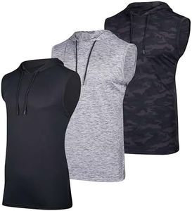3 Pack: Big & Tall Men’s Dry Fit Moisture Wicking Hooded Tank Top Active Athletic Hoodie Pullover Workout Running Fitness Gym Sports Bodybuilding Casual Outdoor Muscle top - Set 5, 4XLT