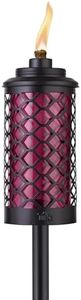 TIKI Convertible 65" Honeycomb Glass Torch – Burgundy Outdoor Decorative Lighting for Patio, Lawn & Backyard Décor | Weather-Resistant | Includes Long-Lasting Wick & Snuffer