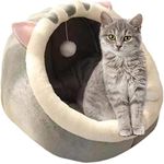 Glaceon Fluffy cat Bed, Round, Soft Plush, cave with Hood, cat Bed, for The Winter, Warm, Sleeping Pillow, Non-Slip, Machine Washable, for Cats and Puppies|| Large Size||