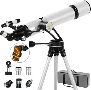 Telescope, 90mm Aperture 700mm - Vertisteel AZ Mounting Base, Highly Adjustable Telescopes, Ideal for Adults, Astronomers & Kids with Carrying Case, Wireless Remote, Phone Adapter (White)